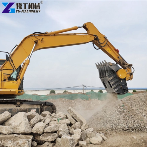 excavator rock crusher bucket attachment